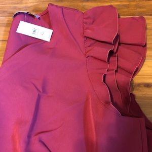 Gorgeous Loft plus flutter dress in cranberry